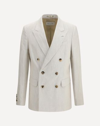 Dries Van Noten Blazer Barry in misto cotone e lino a motivo spina di pesce Man 48