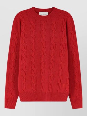 Ami cable-knit wool crewneck jumper