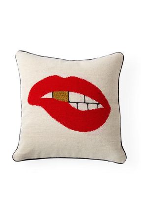 Jonathan Adler Lips Needlepoint Throw Pillow in Lips Bitten at Nordstrom, Size 1Ft 8In X 1Ft 8In
