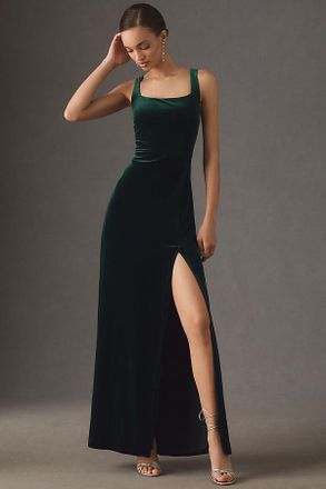 BHLDN Blake Square-Neck Stretch Velvet Maxi Dress