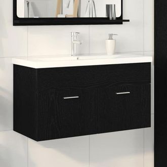 vidaXL Sink cabinet Black Oak 90 x 38.5 x 46 cm Engineered Wood vidaXL