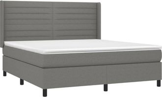vidaXL Cama Box Spring Con Colch&oacute;n Tela Gris Oscuro 180x200 Cm Vidaxl