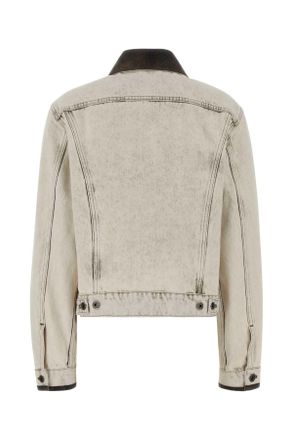 Miu Miu Womens White Denim Jacket Bianco Exterior: Cotton Giubbini
