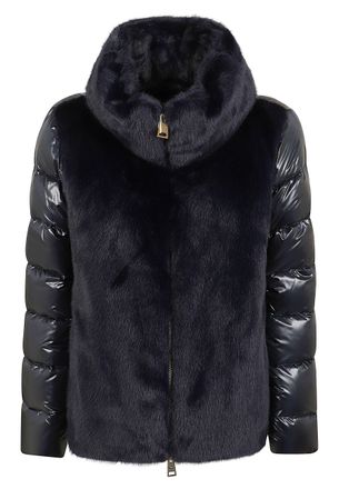 Herno Padded Jacket With Faux Fur Trim And Glossy Quilted Detail