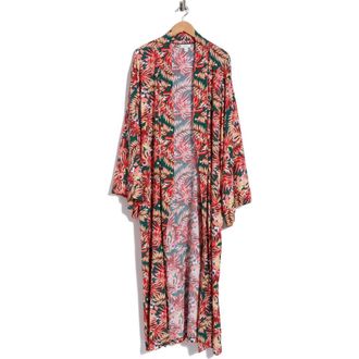 Nordstrom Rack Oversize Cover-Up Ruana in Green- Coral Palm Multi at Nordstrom Rack, Size Large/x-Large