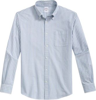 Brooks Brothers Blauw Gestreept Regular Fit Oxford Katoenen Vrijdag Sport Overhemd - Heren - Casual Overhemden - Blauw - M - Katoen - Overhemden