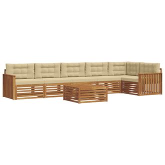 vidaXL Conjunto De Sof&aacute;s De Exterior Con Coj&iacute;n 7 Pcs Natural Y Beige Vidaxl