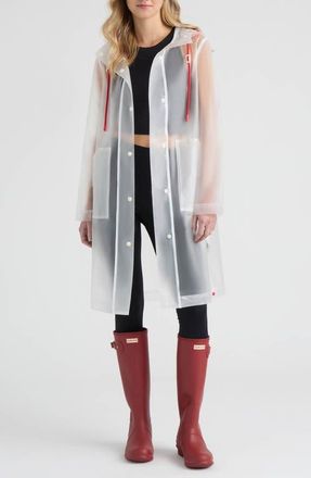 Hunter Alexa Waterproof Longline Matte Transparent Hooded Raincoat in Hunter White at Nordstrom, Size X-Small