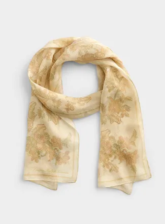 Lauren Ralph Lauren Womens Long sheer 100% silk baroque flower scarf