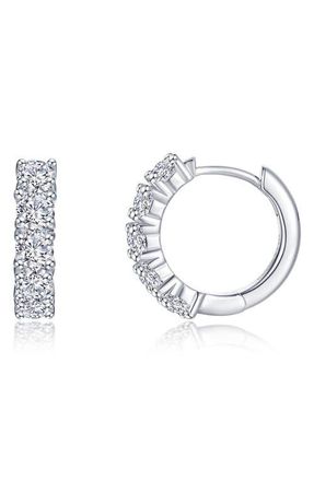 Lafonn Clara Pav&eacute; Simulated Diamond Huggie Hoop Earrings in Silver at Nordstrom