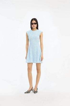 Rotate Mesh Mini Dress In Light Blue