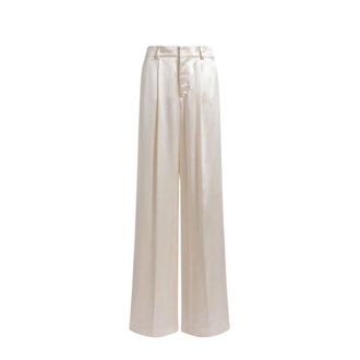 Alberta Ferretti Alberta Ferretti, Wide Trousers, female, Beige, Size: S Pleated Satin Trousers