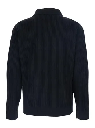Maison Kitsun&eacute; Ribbed Wool with Logo Patch Sweater - Black