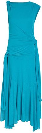 Ganni Draped Asymmetric Mesh Midi Dress - Light Blue - 42 (UK14 / L)