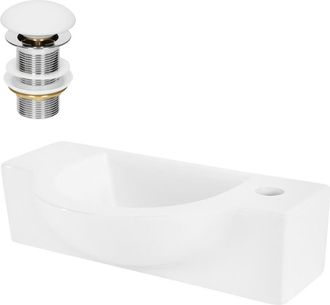 ML Design Lavabo ovalado de cer&aacute;mica con orifico a la derecha