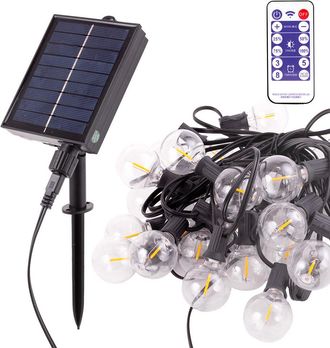 GreenIce Cadena 25 Bombillas Led G40 2700&ordm;k 9,5m Solar - Panel: 5,5v 1,2w Bater&iacute;a: 3,7v 1200mah [ho-cad-25-sol-ww]
