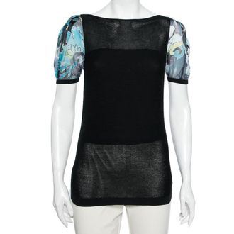 Emporio Armani Black Knit Puff Sleeve Top