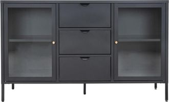 Moloo 2 puertas cristal y 3 cajones en metal negro 140x85cm
