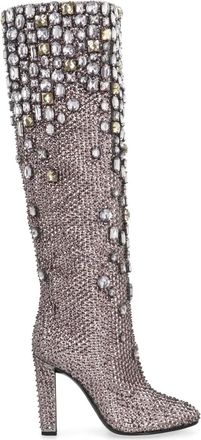 Alberta Ferretti Stivali con strass - Argento