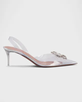 Amina Muaddi Rosie Clear Bow Halter Pumps