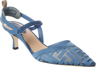Fendi Fendi Ff Colibri Lite Medium Mesh & Leather Slingback Mule