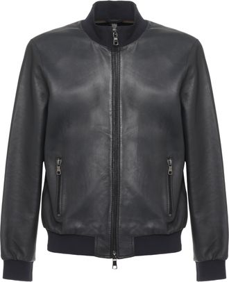 The Jack Leathers High Neck Black Leather Jacket with Zip Fastening