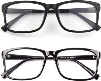 CGID CN12 Fake Glasses Women Men Casual Fashion Square Clear Lens Glasses 100% UV400 Protection,2 Pack