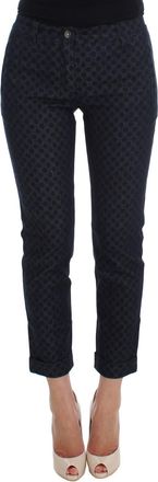 Dolce & Gabbana Womens Polka Dot Print Trousers - Dark Blue Cotton - Size EU 38 (Womens)