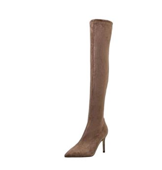 Generic Womens Over The Knee Tassel Stiletto Knee High Stretch Boots Pointed Toe Shoes