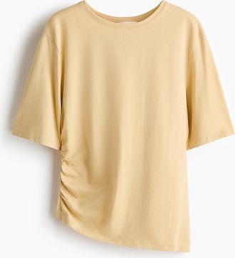 H&M Drapiertes T-Shirt - Yellow