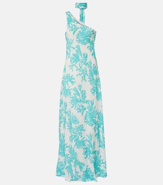 Alexandra Miro Odetta scarf-detail one-shoulder gown