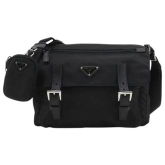 Prada Pre-owned Cross Body Bags, female, Black, Size: ONE SIZE Pre-owned Nylon Shoulder Bag