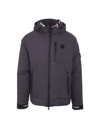 Philipp Plein Mens Plein Sport Padded Large Branded Logo Grey Jacket - Black - Size: 40/Regular