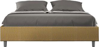 ITYhome Letto Matrimoniale Contenitore Imbottito 160x200 Tessuto Labirinto 6 Giallo Azelia