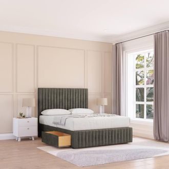 Sloomy Madison Divan Bed Base No Drawers 12 Footboard & 54 Floor Standing Headboard in Light Grey | Size: Small Double