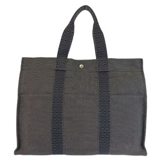 Herm&egrave;s Gray Polyamide Polyester Handbag Tote Bag (Pre-Owned)