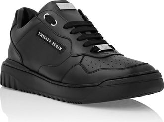 Philipp Plein Nappa Leather Low Top Sneakers Lettering Luxe Men in Black/black at Nordstrom, Size 39