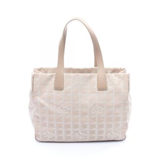 Chanel Beige Nylon Canvas Handbag Tote Bag (Pre-Owned)