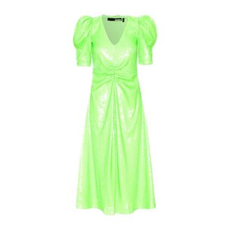 Rotate ROTATE Birger Christensen, Midi Dresses, female, Green, Size: XS Sequin V-neck Dress