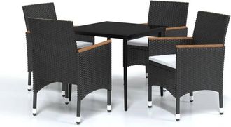 vidaXL Juego De Comedor De Jard&iacute;n 5 Piezas Con Cojines Negro Vidaxl