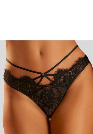 Lascana String LASCANA, Damen, Gr. 48/50, schwarz, Microtouch, Obermaterial: 100% Polyamid, k&ouml;rpernah, Unterhosen String, mit aufregender B&auml;nder-Optik