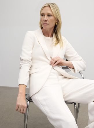 Contemporaine Womens Fitted textured crepe Blazer Jacket