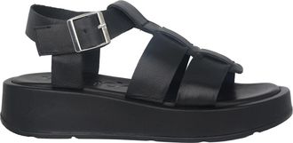 Wonders Zwarte damessandaal - zomermodel - Dames - Sandalen - Zwart - 35 EU - Leer - Schoenen