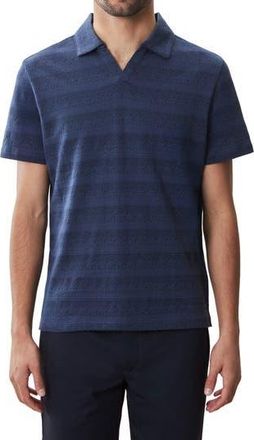 Robert Barakett Duval Stripe Johnny Collar Polo in Navy at Nordstrom Rack, Size Xx-Large