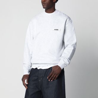 Jacquemus Felpa girocollo grigia con logo in Gros Grain
