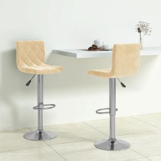 vidaXL Taburetes De Cocina 2 Unidades Terciopelo Color Crema Vidaxl