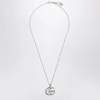 Gucci Collana GG Marmont con pendente Doppia G color argento