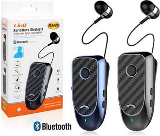 Trade Shop Trade Shop - Auricolare Cuffie Stereo Bluetooth Con Clip-on Cavo Retrattile R9000 Microfono