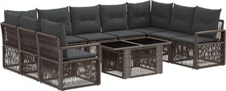 vidaXL Conjunto De Sof&aacute;s De Jard&iacute;n 10 Uds. Gris Y Gris Oscuro Vidaxl