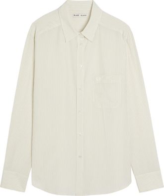 Blaz&eacute; Milano Anabas Pinstripe Silk Shirt - Navy - 4 (UK14 / L)